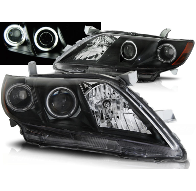 Faros Delanteros Angel Eyes Toyota Camry 6 Xv40 06-09 Fondo Negro