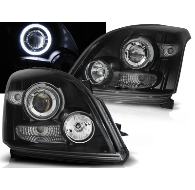 Faros Delanteros Angel Eyes Toyota Land Cruiser 120 03-09 Fondo Negro Ccfl