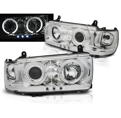 Faros Delanteros Angel Eyes Toyota Land Cruiser Fj 80 90-97 Cromado
