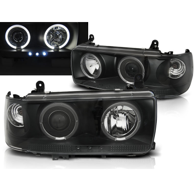 Faros Delanteros Angel Eyes Toyota Land Cruiser Fj 80 90-97 Negro
