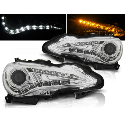 Faros Delanteros Luz Diurna Toyota Gt86 12- Xenon Cromado Tru Drl Ece-R87