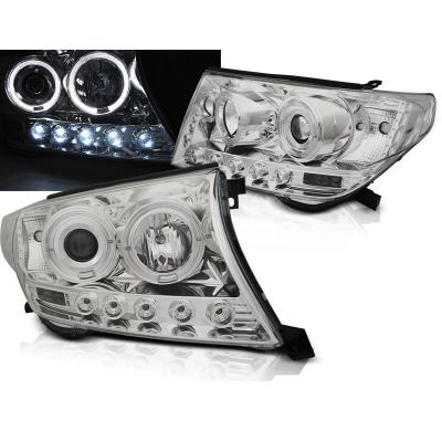 Faros Delanteros Angel Eyes Toyota Land Cruiser Fj200 07-12 Cromados