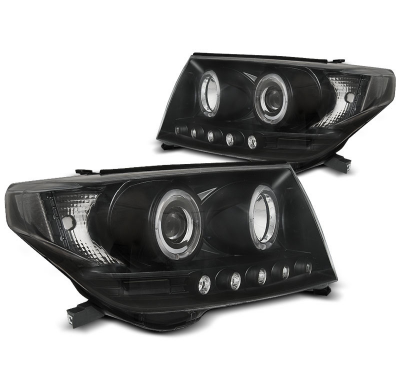 Faros Delanteros Angel Eyes Toyota Land Cruiser Fj200 07-12 Fondo Negro