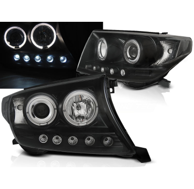 Faros Delanteros Angel Eyes Toyota Land Cruiser Fj200 07-12 Fondo Negro