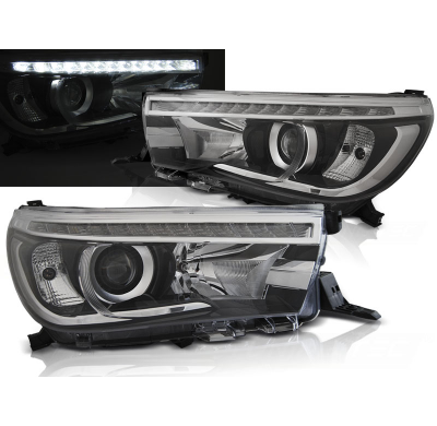 Faros Luz Diurna Toyota Hilux 16-  Led Projector R87 Luz Diurna Real Negro