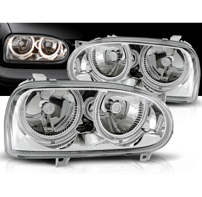 Faros Delanteros Angel Eyes Vw Golf 3 09.91-08.97 Cromados