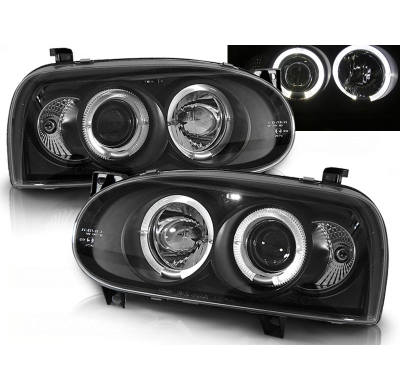 Faros Delanteros Angel Eyes Vw Golf 3 09.91-08.97 Fondo Negro