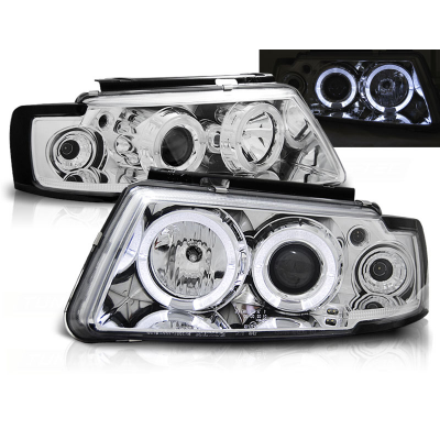 Faros Delanteros Angel Eyes Vw Passat B5 3b 11.96-08.00 Cromados