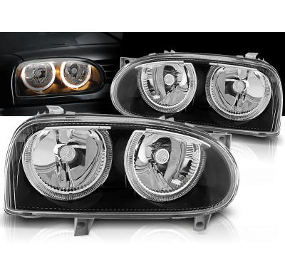 Faros Delanteros Angel Eyes Vw Golf 3 09.91-08.97 Fondo Negro