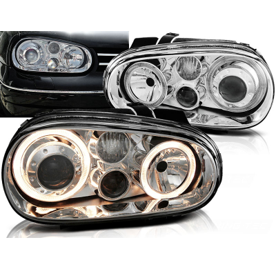 Faros Delanteros Angel Eyes Vw Golf 4 09.97-09.03 Cromados