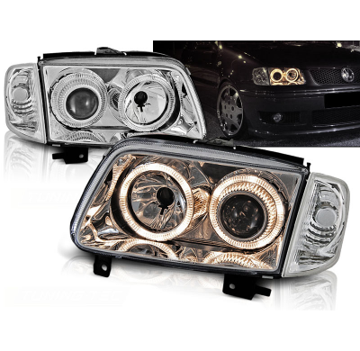 Faros Delanteros Angel Eyes Vw Polo 6n2 10.99-10.01 Cromados