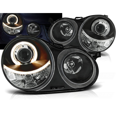 Faros Delanteros Angel Eyes Vw Polo 9n 11.01-04.05 Fondo Negro