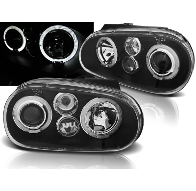 Faros Delanteros Angel Eyes Vw Golf 4 09.97-09.03 Fondo Negro