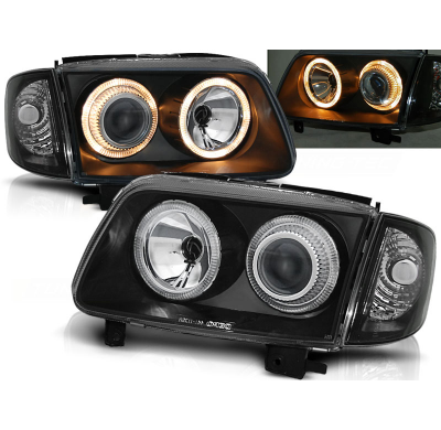 Faros Delanteros Angel Eyes Vw Polo 6n2 10.99-10.01 Fondo Negro