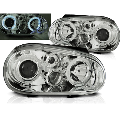 Faros Delanteros Angel Eyes Vw Golf 4 09.97-09.03 Cromados
