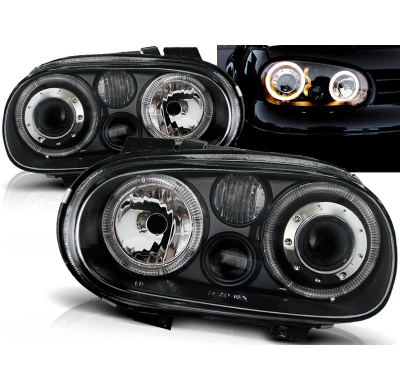 Faros Delanteros Angel Eyes Vw Golf 4 09.97-09.03 Fondo Negro