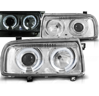 Faros Delanteros Angel Eyes Vw Vento 01.92-08.98 Cromados