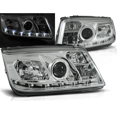 Faros Delanteros Luz Diurna Vw Bora 09.98-05.05 Cromados