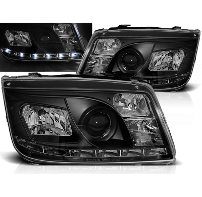 Faros Delanteros Luz Diurna Vw Bora 09.98-05.05 Fondo Negro