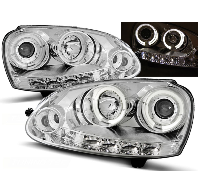 Faros Delanteros Angel Eyes Vw Golf 5 10.03-09 Cromados