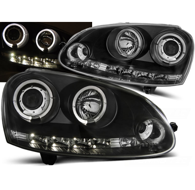Faros Delanteros Angel Eyes Vw Golf 5 10.03-09 Fondo Negro