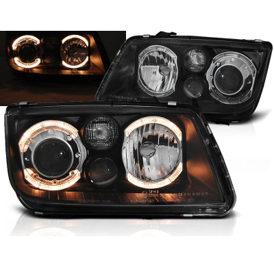 Faros Delanteros Angel Eyes Vw Bora 09.98-07.05 Fondo Negro