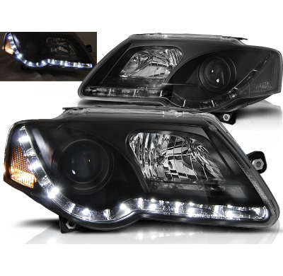 Faros Delanteros Luz Diurna Vw Passat B6 3c 03.05-10 Fondo Negro