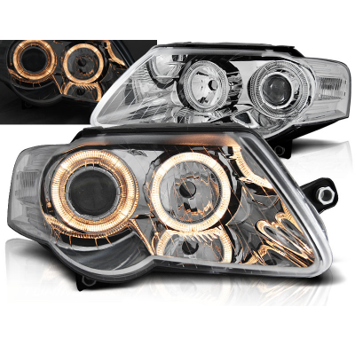 Faros Delanteros Angel Eyes Vw Passat B6 3c 03.05-10 Cromados