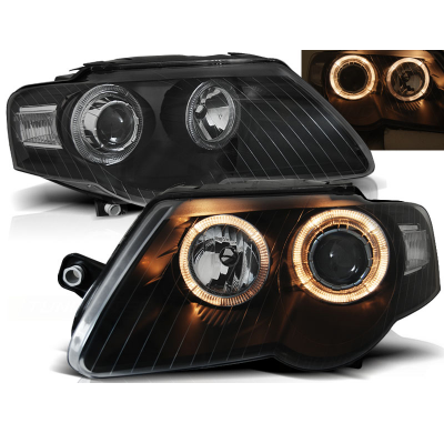 Faros Delanteros Angel Eyes Vw Passat B6 3c 03.05-10 Fondo Negro
