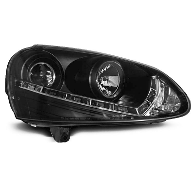 Vw Golf 5 03-08 Faros Delanteros Luz Diurna Fondo Negro