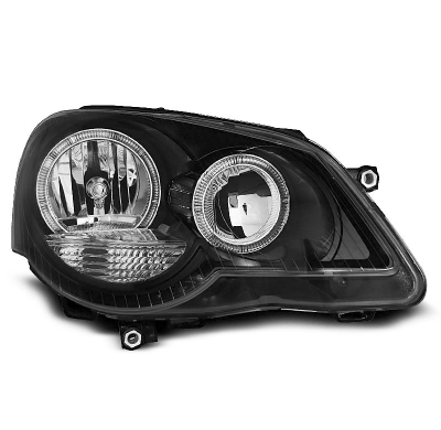 Faros Delanteros Angel Eyes Vw Polo 9n3 04.05-09 Fondo Negro