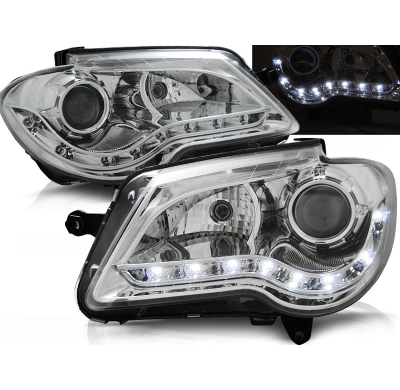 Faros Delanteros Luz Diurna Vw Touran 06-10 Cromados