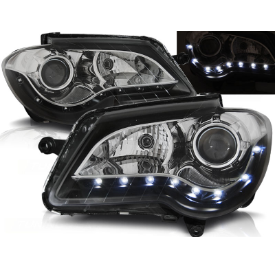 Faros Delanteros Luz Diurna Vw Touran 06-10 Fondo Negro