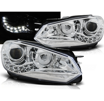 Faros Delanteros Luz Diurna Vw Golf 6 10.08-12 Tru Drl Ece-R87 Cromado