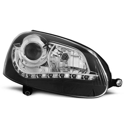 Faros Delanteros Luz Diurna Vw Golf 5 Fondo Negro