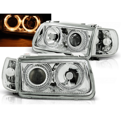Faros Delanteros Angel Eyes Vw Polo 6n 10.94-09.99 Hatchback Cromados