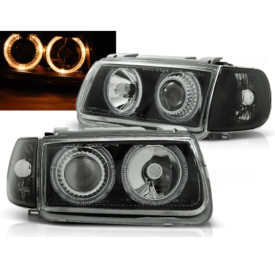 Faros Delanteros Angel Eyes Vw Polo 6n 10.94-09.99 Hatchback Fondo Negro