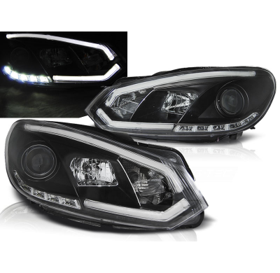 Faros Delanteros Luz Diurna Vw Golf 6 10.08-12 Negro Tube Lights Tru Drl Ece-R87