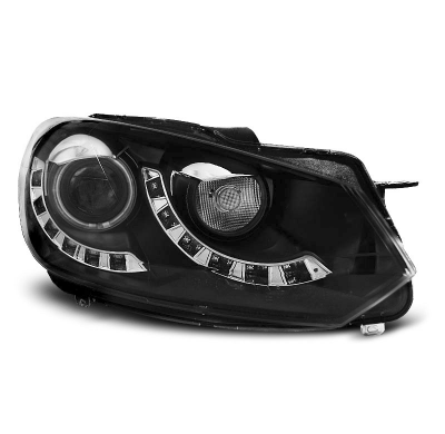 Faros Delanteros Luz Diurna Vw Golf 6 10.08-12 Fondo Negro Dual Drl