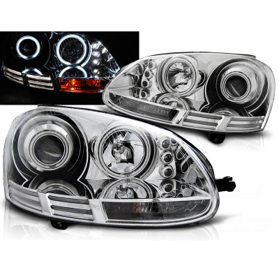 Faros Delanteros Angel Eyes Vw Golf 5 10.03-09 Angel Eyes Ccfl Cromado