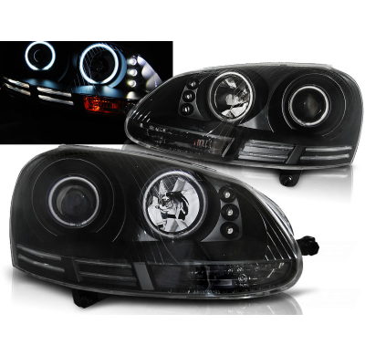 Faros Delanteros Angel Eyes Vw Golf 5 10.03-09 Angel Eyes Ccfl Negro