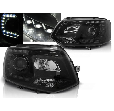 Faros Delanteros Luz Diurna Vw T5 2010-2015 Negro Tru Drl Ece-R87