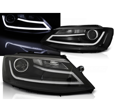 Faros Delanteros Luz Diurna Vw Jetta Vi 1.11- Tube Light Negro