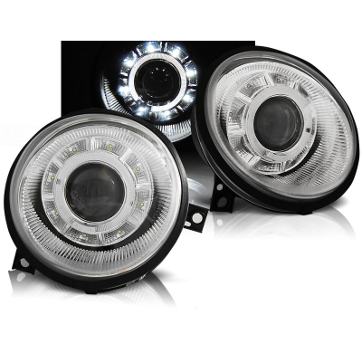 Faros Delanteros Luz Diurna Vw Lupo 98-05 Cromados