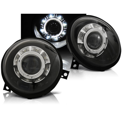 Faros Delanteros Luz Diurna Vw Lupo 98-05 Fondo Negro