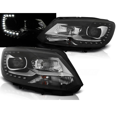 Faros Delanteros Luz Diurna Vw Touran Ii 08.10- Negro Tru Drl Ece-R87