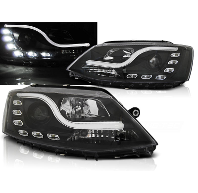 Faros Delanteros Luz Diurna Vw Jetta Vi 1.11- Tube Light Tru Drl Ece-R87 Negro