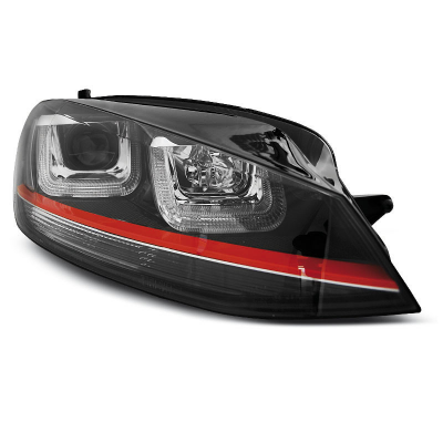 Faros Delanteros Luz Diurna Vw Golf 7 11.12- U-Type Negro With Red Line Gti Look