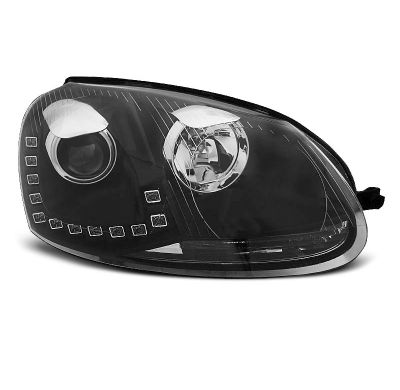Faros Delanteros Luz Diurna Vw Golf 5 10.03-09 Led Drl Negro