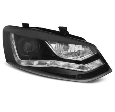 Faros Delanteros Luz Diurna Vw Polo 6r 09-03.14 Fondo Negro